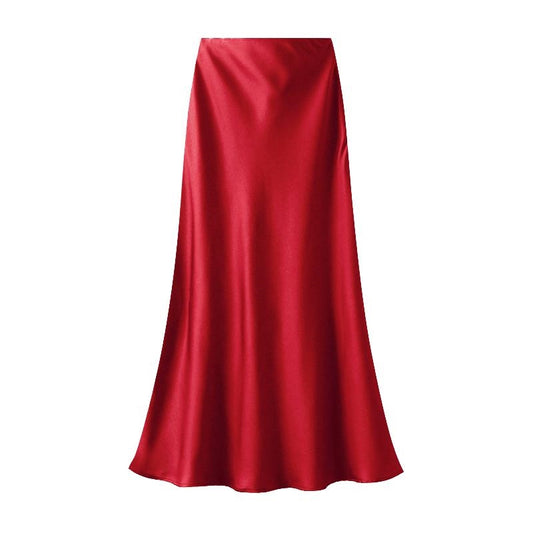 Satin Slip Skirt in Red