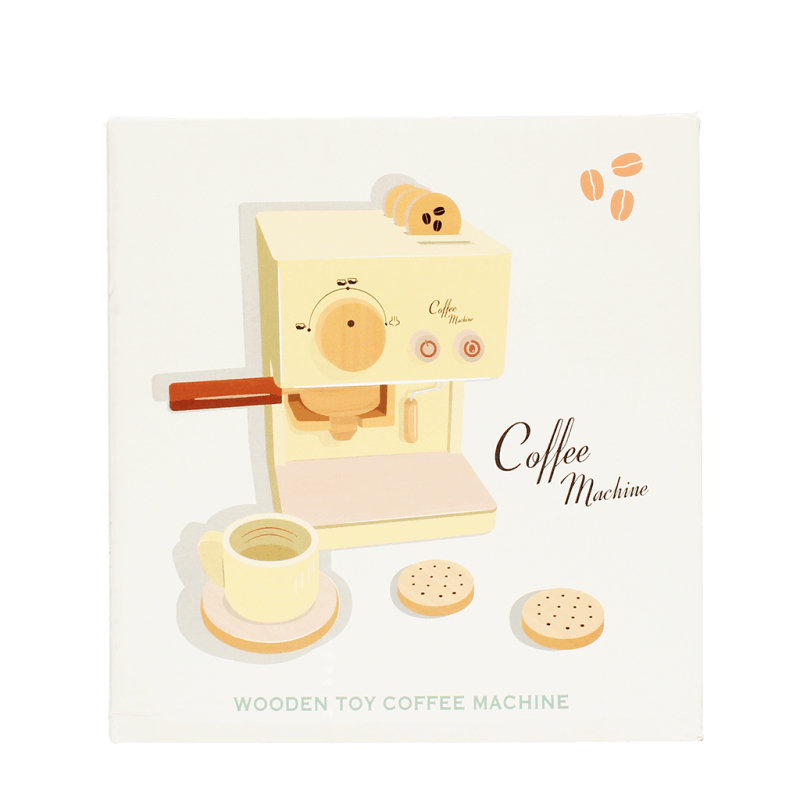 Wooden toy coffee machine playset