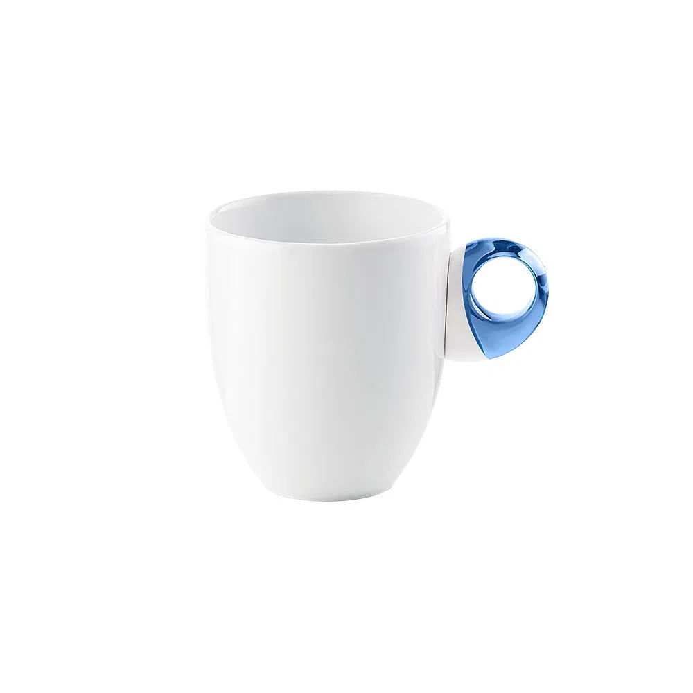 Guzzini Feeling Mug White Porcelain with Mediterranean Blue Acrylic Handle