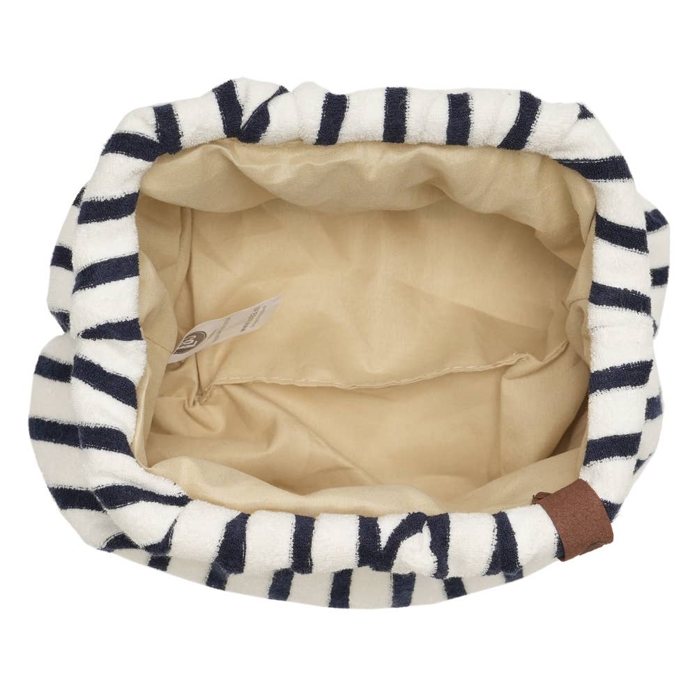 Navy and white terry clutch