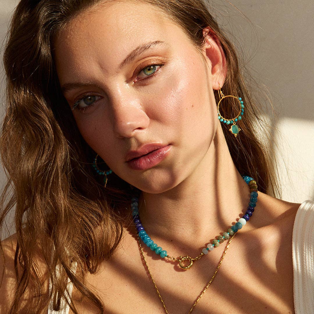 Kauai Chunky Beaded Necklace Blue