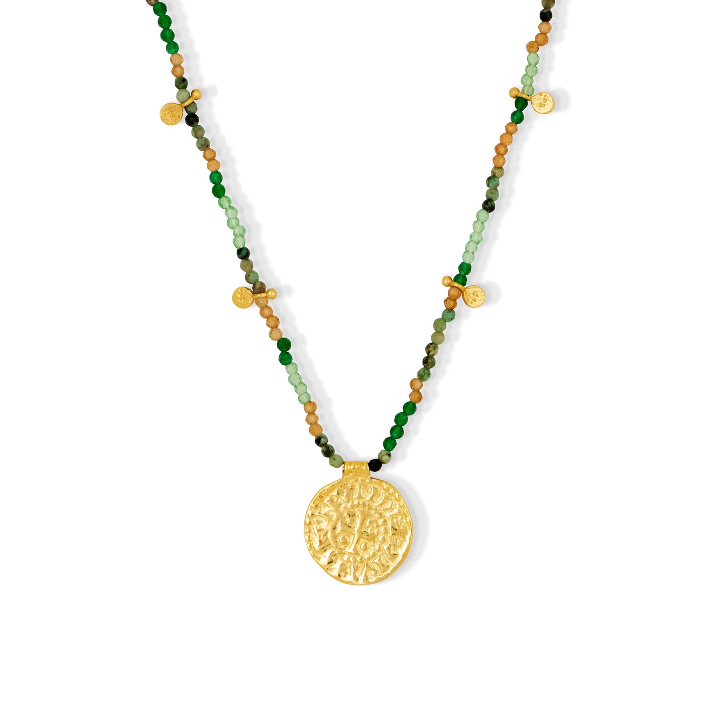 Bondi Beaded Coin Necklace Green