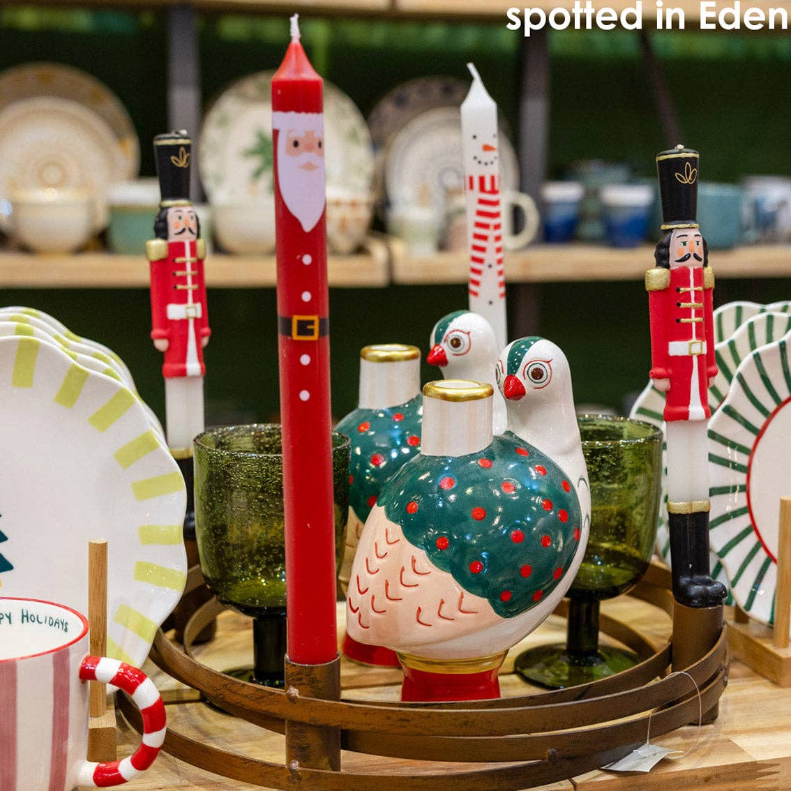 Hand-Painted Bird Ceramic Candle Holder
