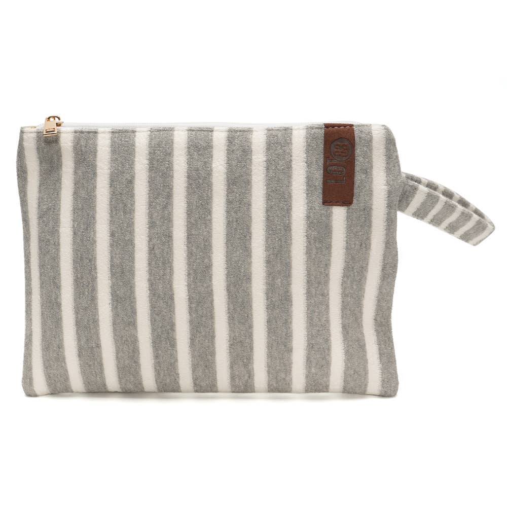 Zipped Terry pouch grey and white