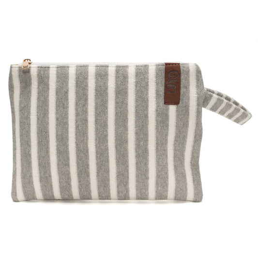 Zipped Terry pouch grey and white