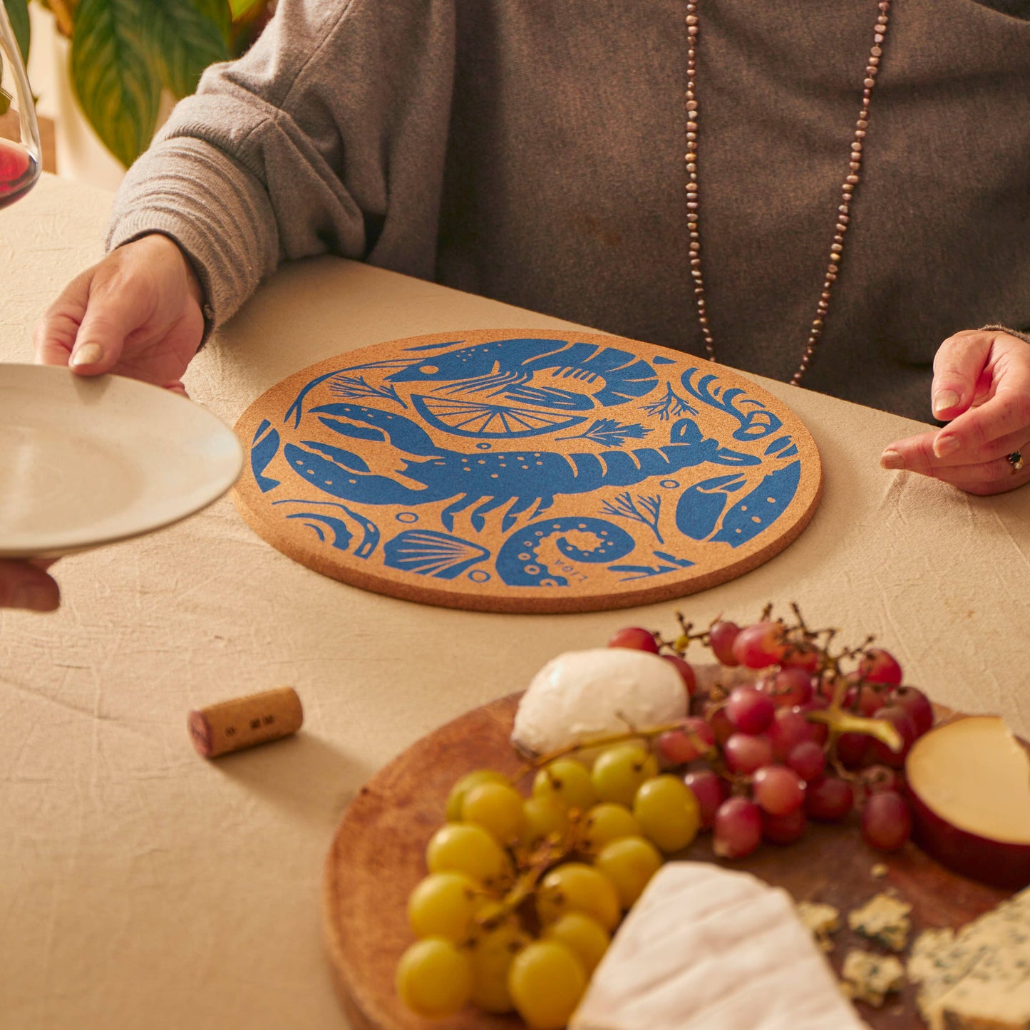 Cork Placemat 30cm - Seafood Platter S/4