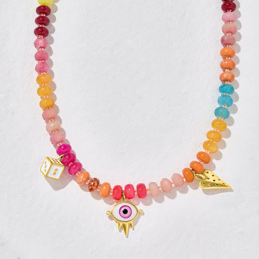 Sunset Talisman Chunky Beaded Necklace