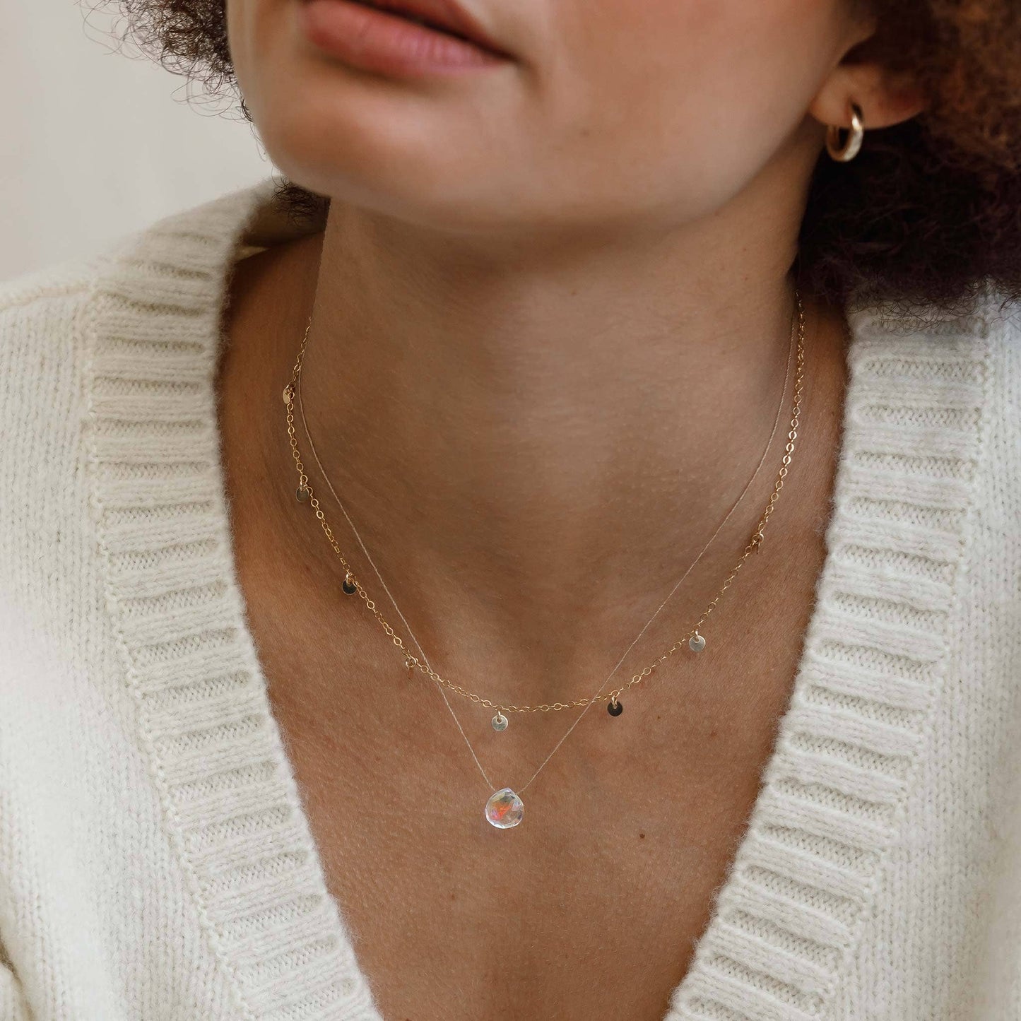 Rainbow Quartz Fine Cord Necklace