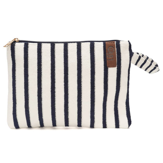 Zipped Terry pouch navy and white